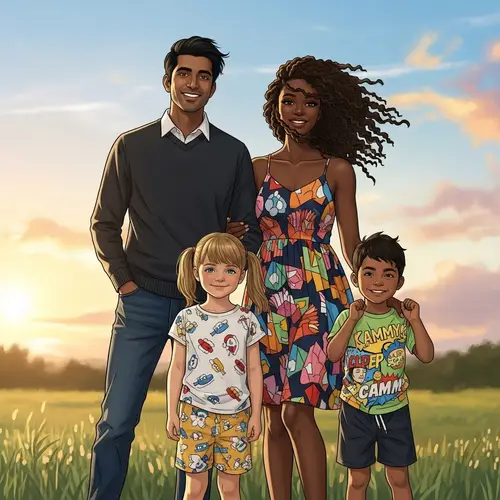 Heartwarming Family of 4 Outdoors