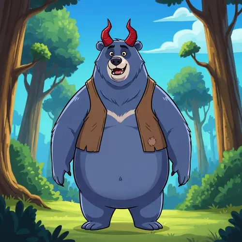 Friendly Bear Character with Demonic Horns - Jungle Book