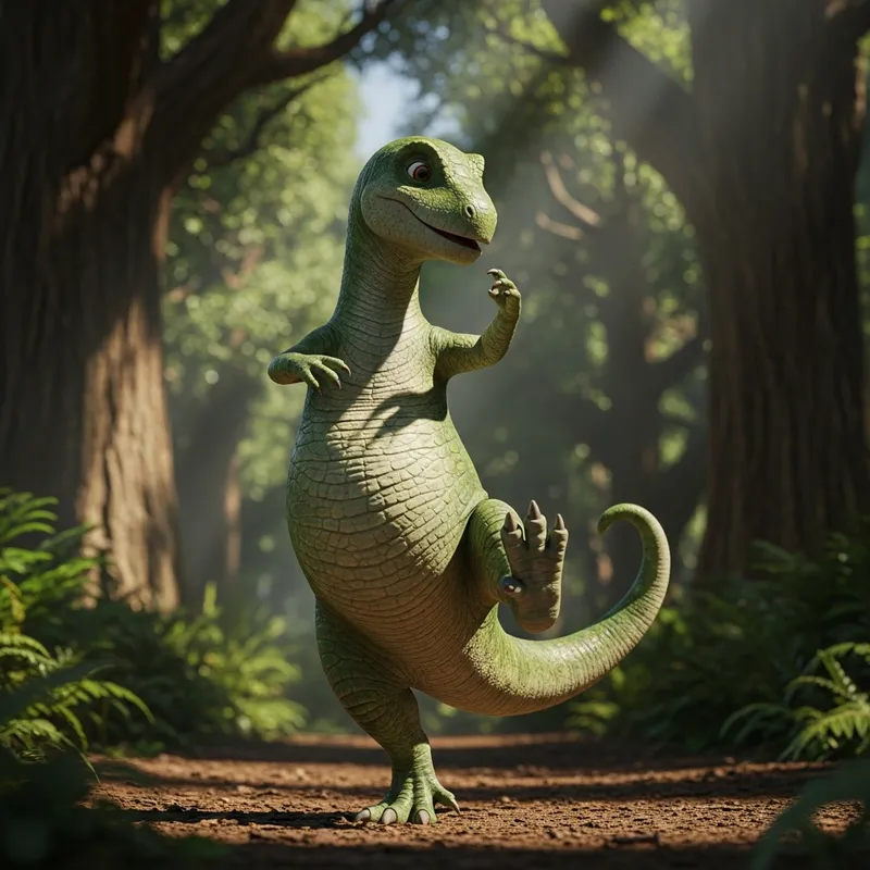 Vibrant Dinosaur Dance: Joyful Dancing Scene