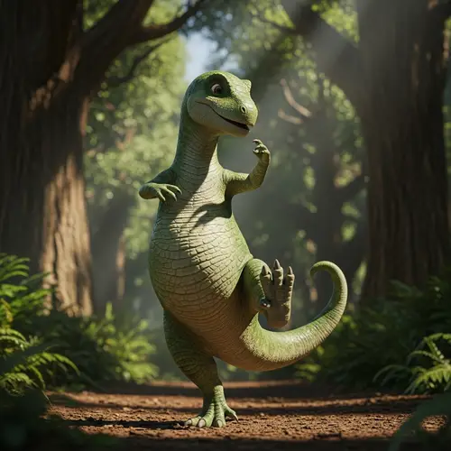Joyful Dinosaur Dance | Lively Green Scaled Dino Dancing