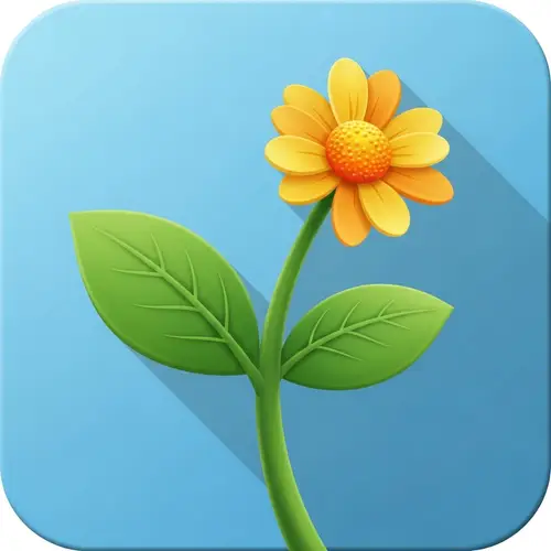 Fresh Green Plant WeChat Icon with Blossoming Flower