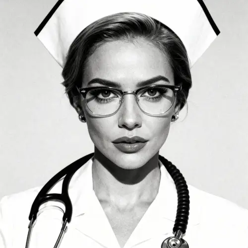 Black and White Nurse Headshot with Vintage Style