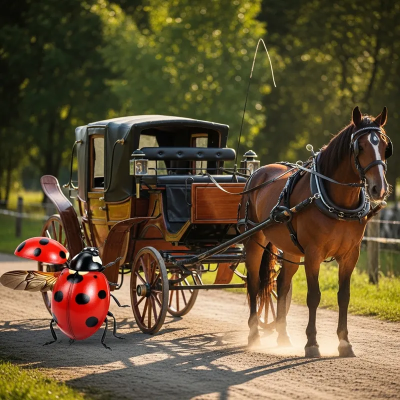 Enchanting Ladybug & Elegant Horse-Drawn Carriage