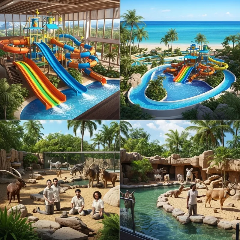 Luxurious Beachfront Mansion with Indoor Water Park & Private Zoo | Family Paradise