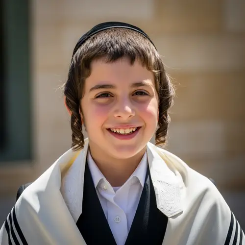 Joyous Jewish Hasidic Boy Smiling | Traditional Attire