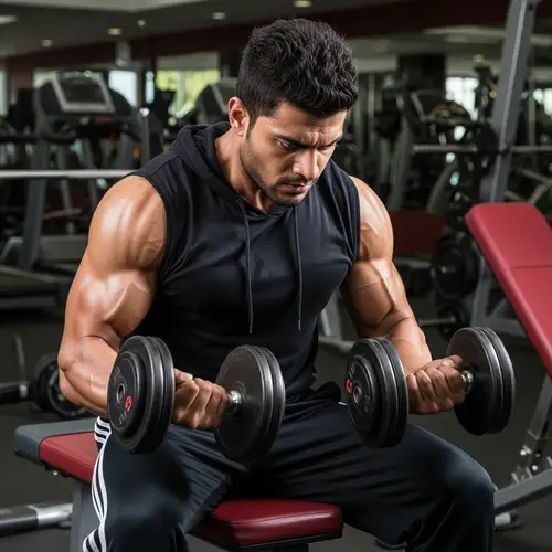 Intense Workout Session with South Asian Gym Enthusiast