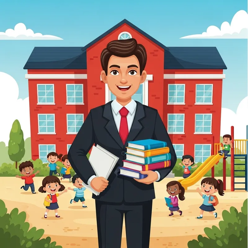 Hispanic School Principal Cartoon | Educational Leader Image