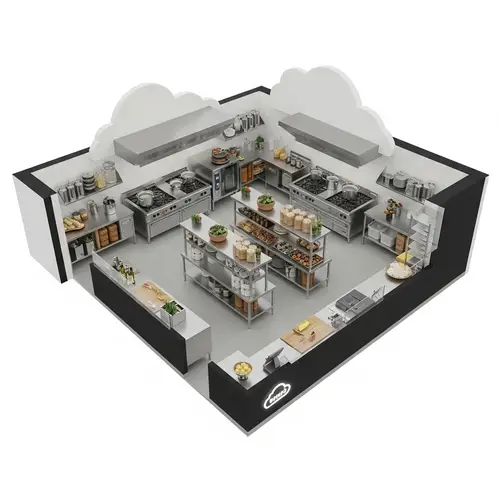 Efficient Cloud Kitchen Layout for Two Restaurant Brands