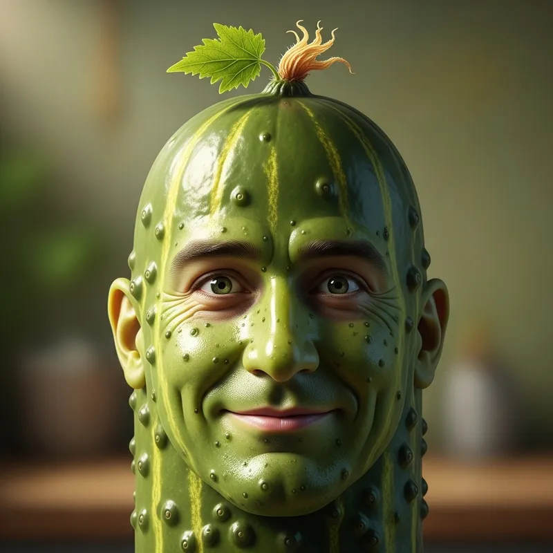 Surreal Man Pickle with Expressive Eyes