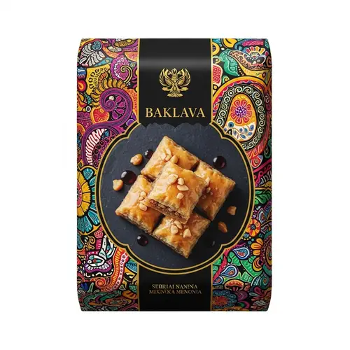Vibrant Indonesian-Inspired Baklava Packaging | Culinary Art