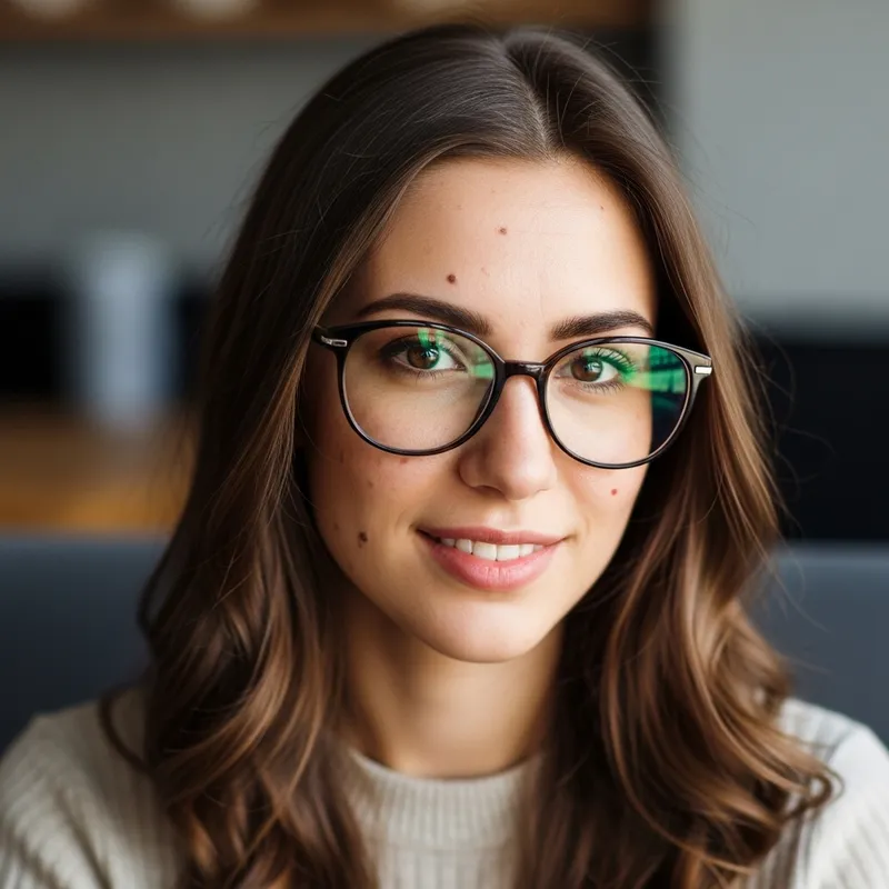 Realistic Beauty: Intelligent Female Influencer in Late 20s