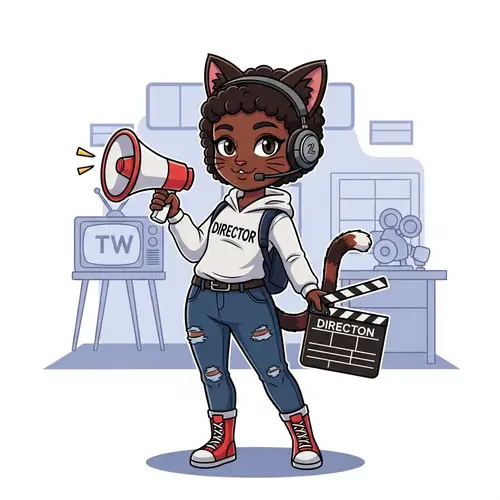 Cartoon Black Cat-Girl Director: Vibrant Scene