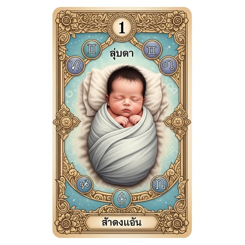 Delicate Newborn Infant Thai Zodiac Tarot Card