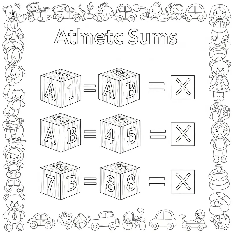 Wooden Cube Math Coloring Pages | Educational Kids Activities