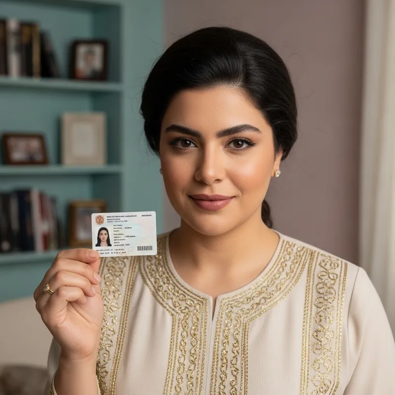 Middle-Eastern Woman with ID Card - Beautiful Authentic Photo