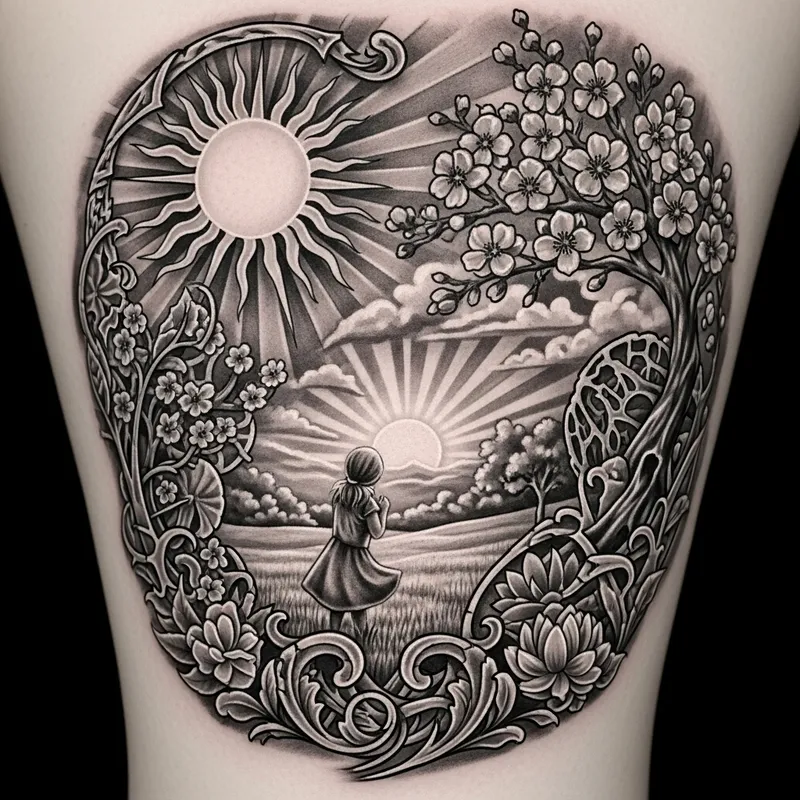 Realistic Black and White Happiness Symbol Tattoo Designs