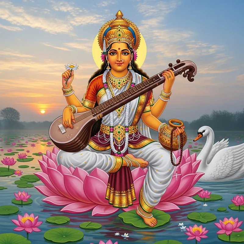 Goddess Sarasvati - Divine Mythological Art Goddess Sarasvati - Divine Mythological Art