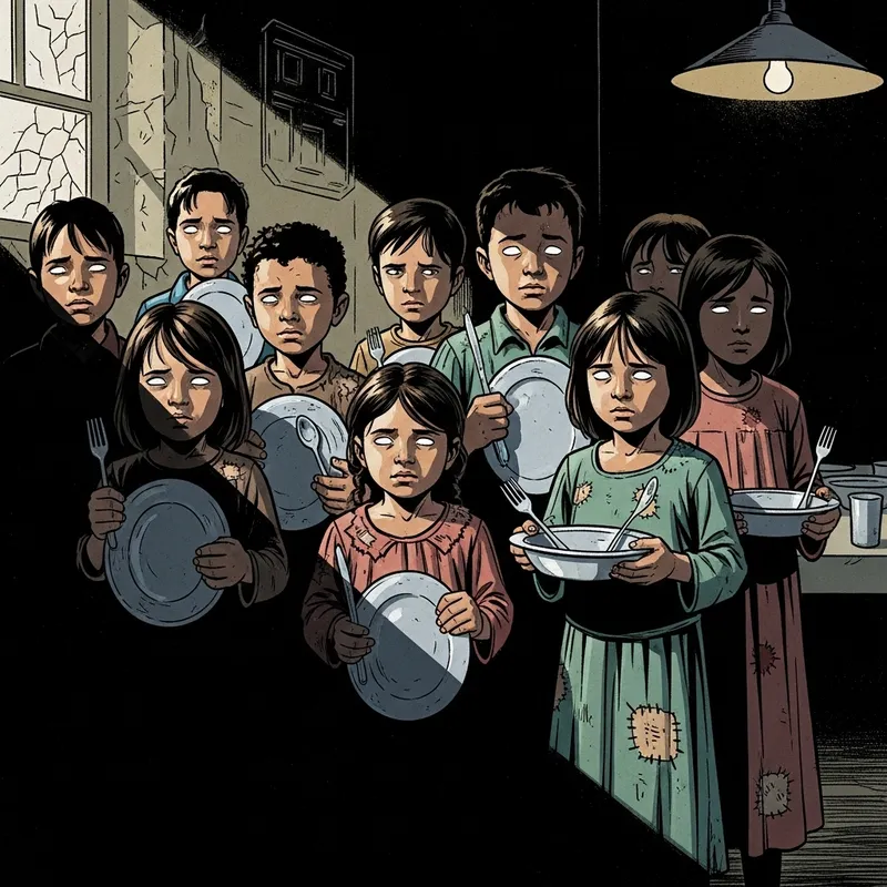 Illustration of Impoverished Palestinian Children