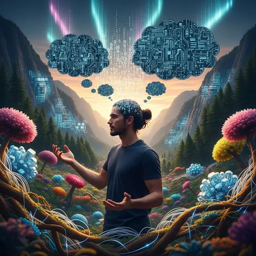 Surreal Tech and Coding Art in a Lush Valley