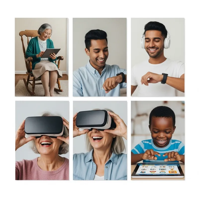 Diverse Individuals Engaging with Technology - Postcards Diverse Individuals Engaging with Technology - Postcards