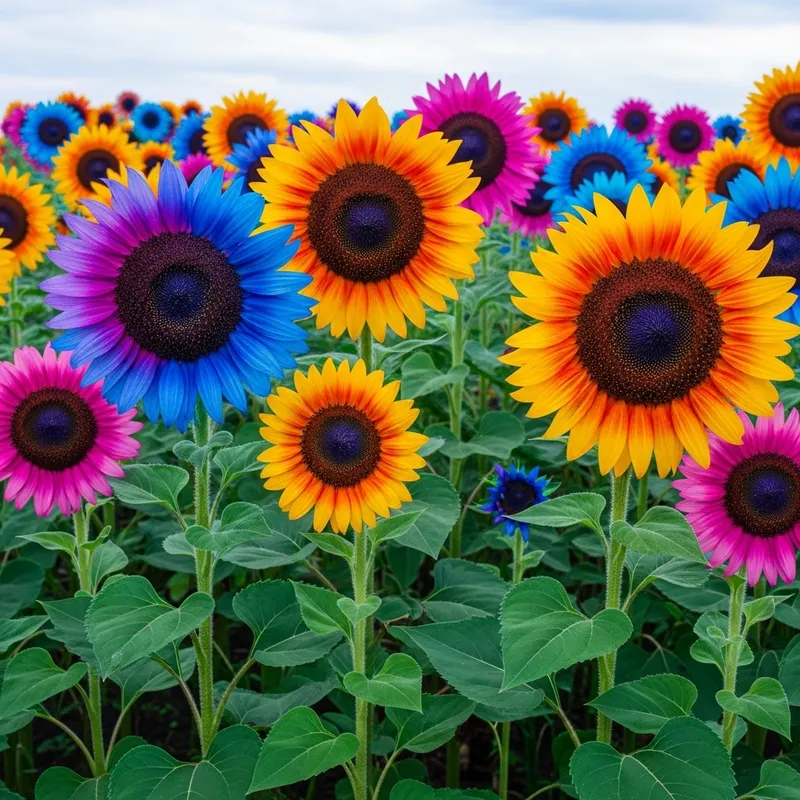 Colorful Sunflowers: An Abstract Nature Spectacle Colorful Sunflowers: An Abstract Nature Spectacle