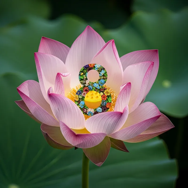 Lotus Flower with Number 8 - Symbol of Harmony