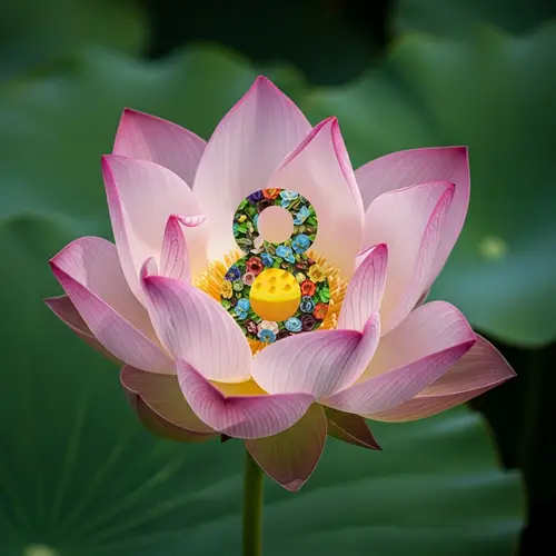 Lotus Flower with Number 8 - Symbol of Harmony