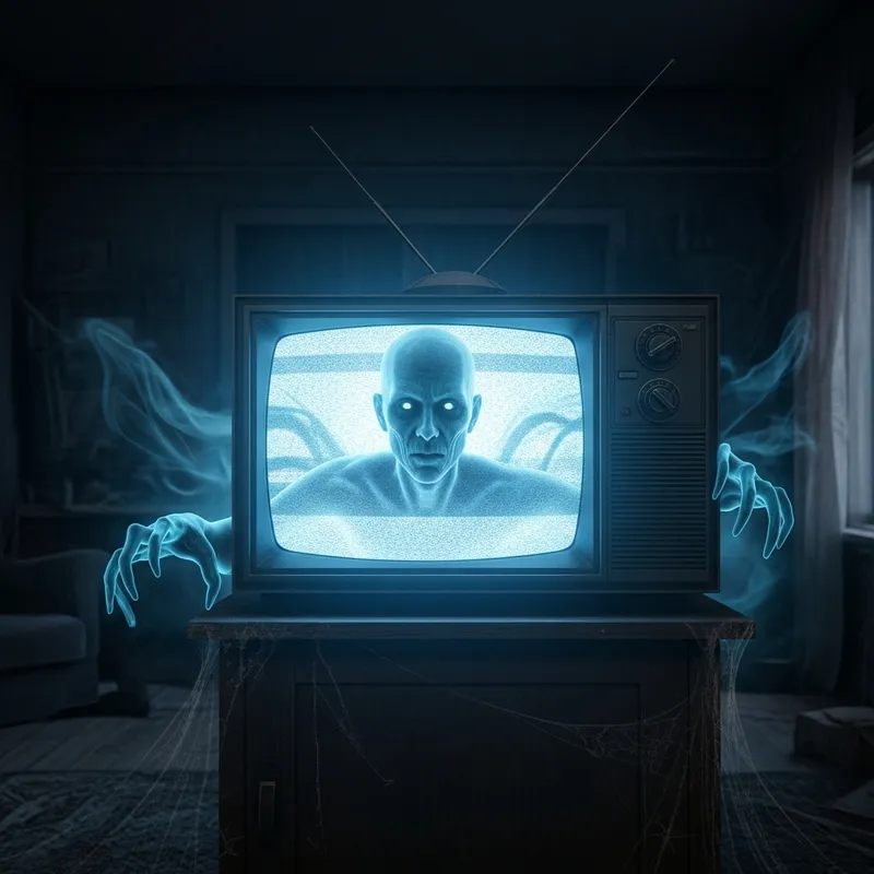 Ghost Staring Out of TV Screen