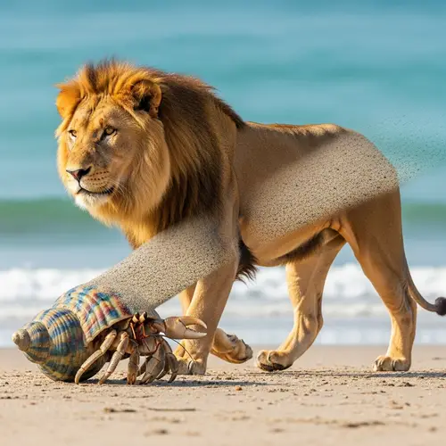 Lion and Hermit Crab Fusion: Majesty Meets Mystery