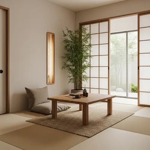 Japanese-Inspired Minimalist Living Room | Tranquil Zen Design