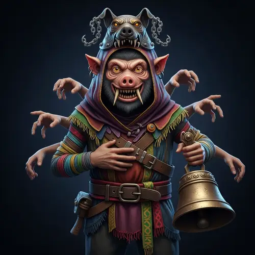 Sinister Monkey-Pig Creature: Malevolent Aura and Mysterious Power