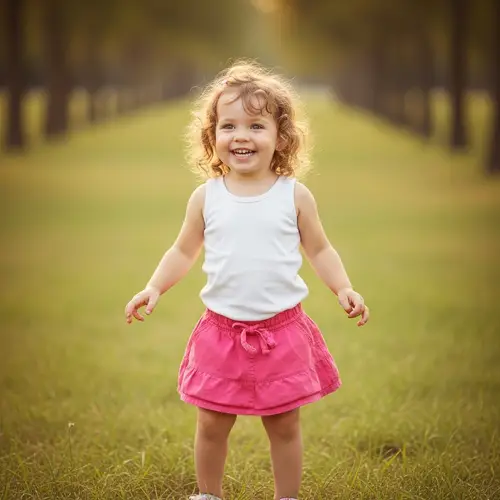 Renaissance Style Portrait of Joyful Caucasian Girl Outdoors