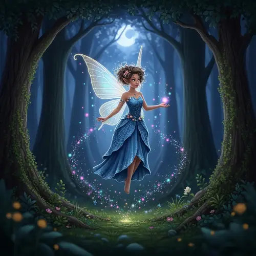 Whimsical Fairy in Enchanted Forest Scene