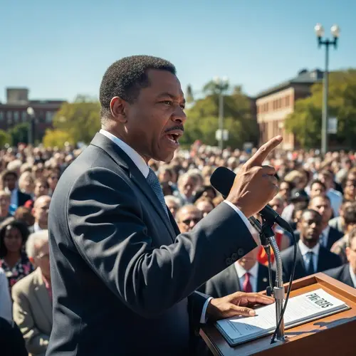 Inspiring Civil Rights Activist Speech in Diverse Crowd