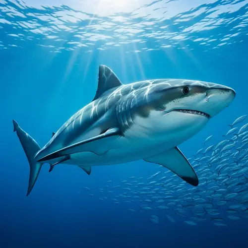 Majestic Shark Gliding Under Azure Ocean Depths