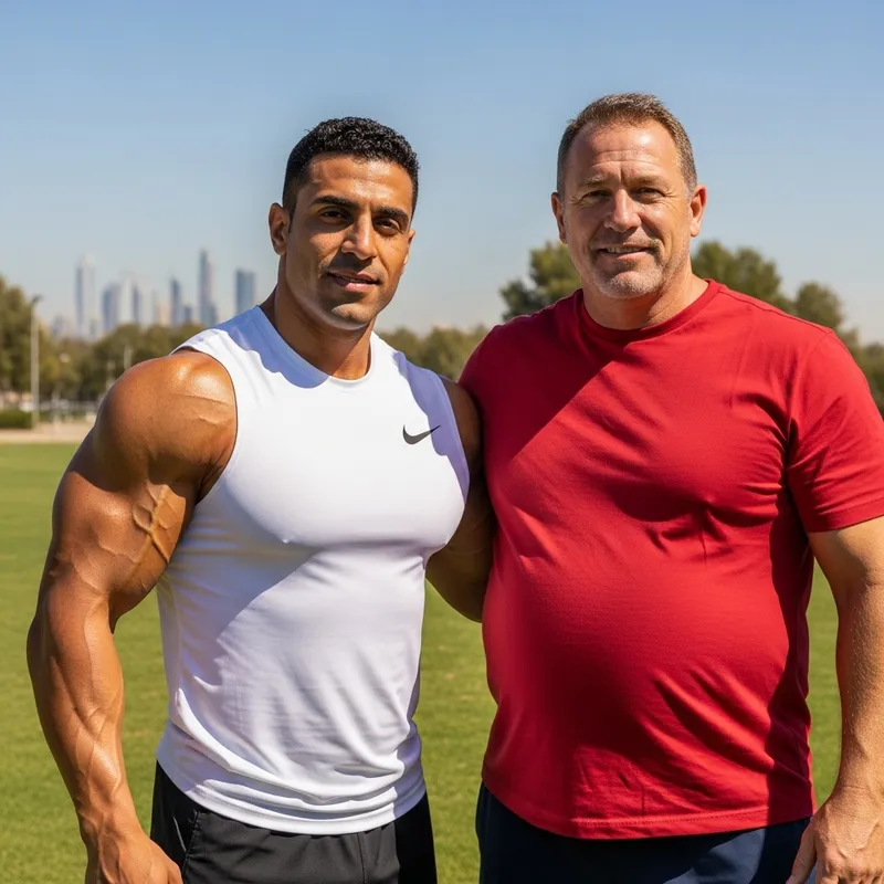Men Muscle Contrast in Sunny Park | Diverse Physique Encounter Men Muscle Contrast in Sunny Park | Diverse Physique Encounter
