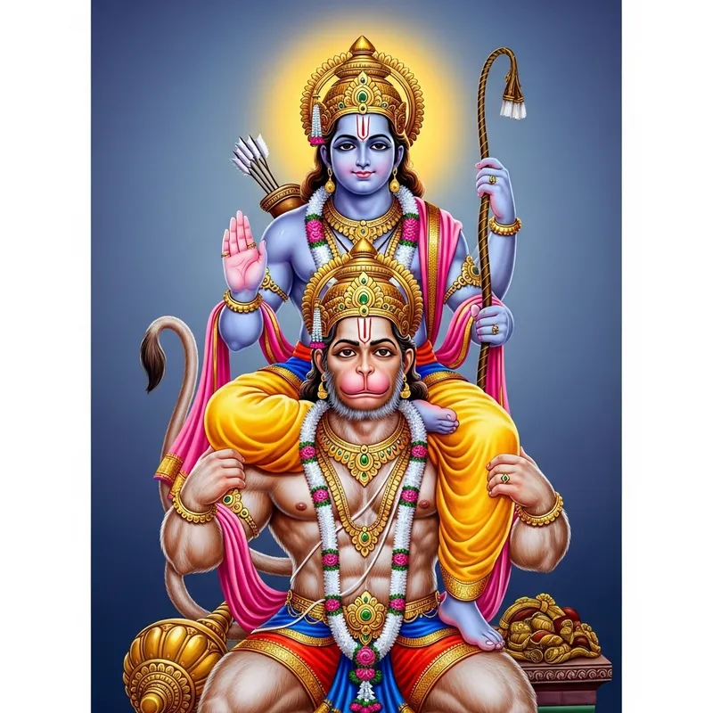 Ram and Hanuman: Mythological Spectacle with Epic Detail