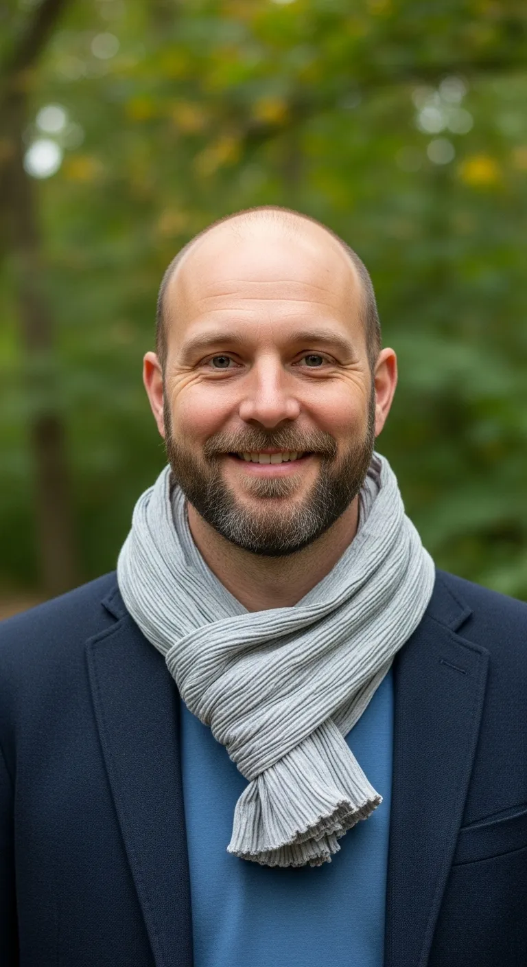 Happy German Man in His 40s | Crinkle Scarf Portrait