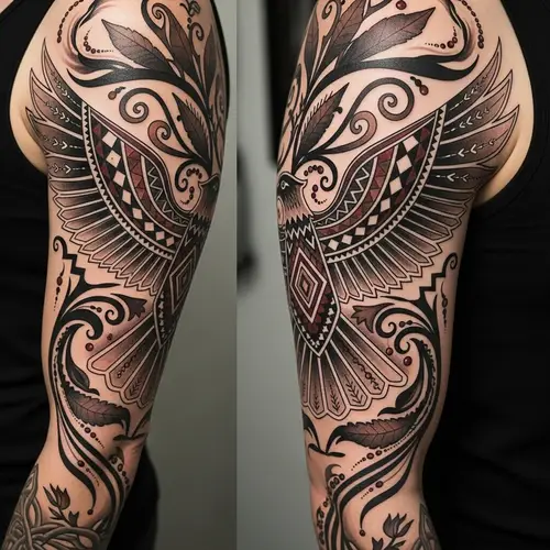 Tinguian Tribe Inspired Tattoo Design with Geometric and Nature Motifs