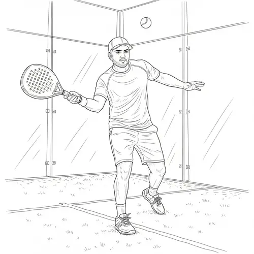 Line Art Sketch of a Padel Player in Action
