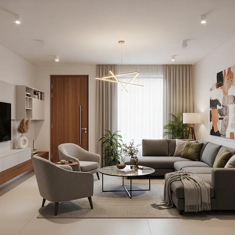 Architectural Living Room Design | Elegant Décor for 6*4m Space