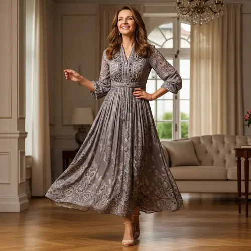 Radiant Woman with Graceful Smile and Elegant Posture