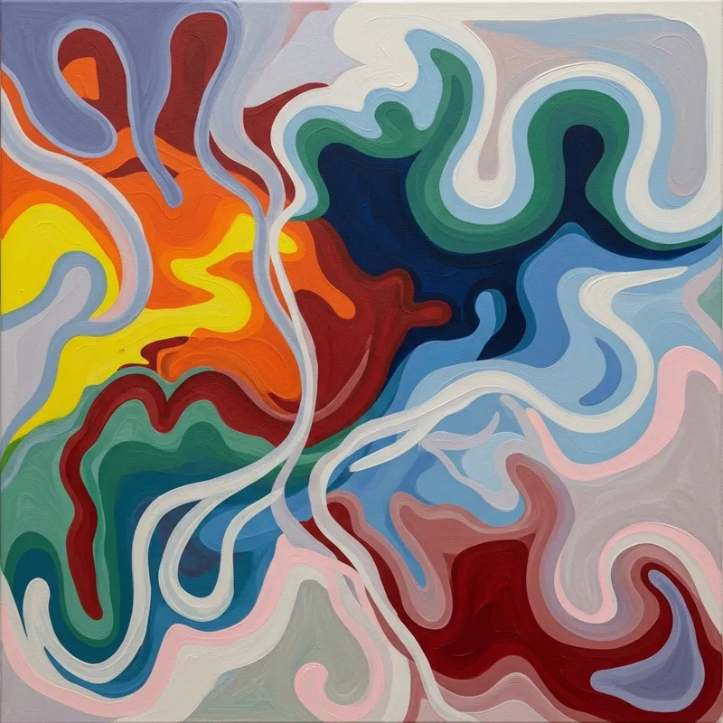 Abstract Painting Plasticity: Flow of Color in Plastic-Like Medium