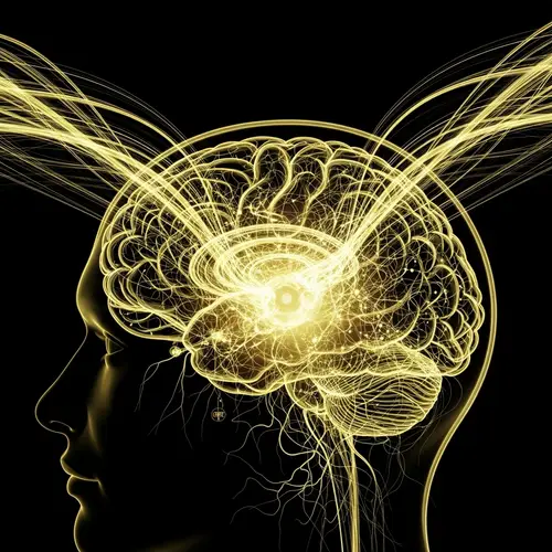 Intricate Brain Neuroscience and Flow Art in Black, Yellow, Gold