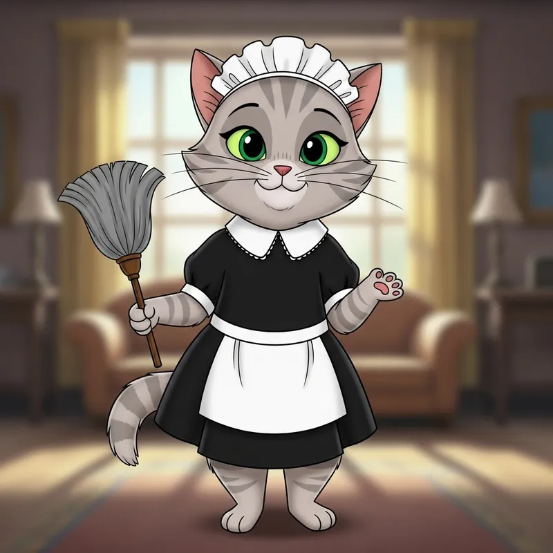 Animated Cat Maid Costume - Cute and Playful Characters