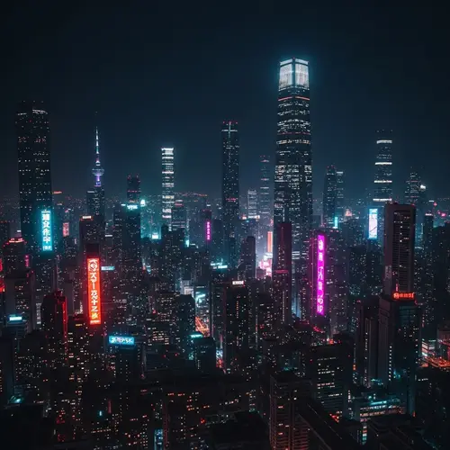 Futuristic Cyberpunk Cityscape with Neon Lights