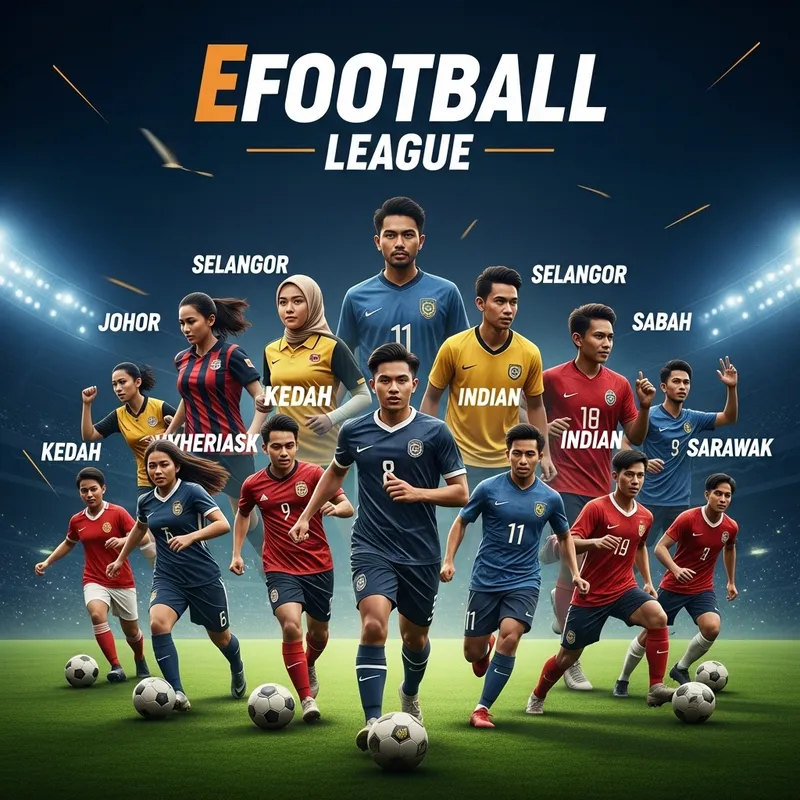 Malaysian Efootball League Poster Featuring State Representatives