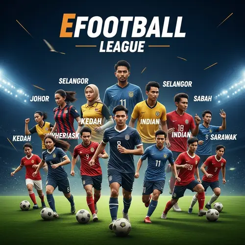 Malaysian Football League Poster with Diverse Players for Efootball League