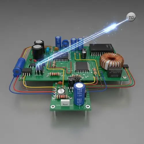 Intricate Electrical Circuit Design on Green Board