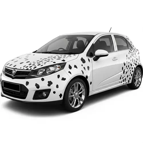 Luxurious White Proton Iriz Car Design with Dalmatian Theme